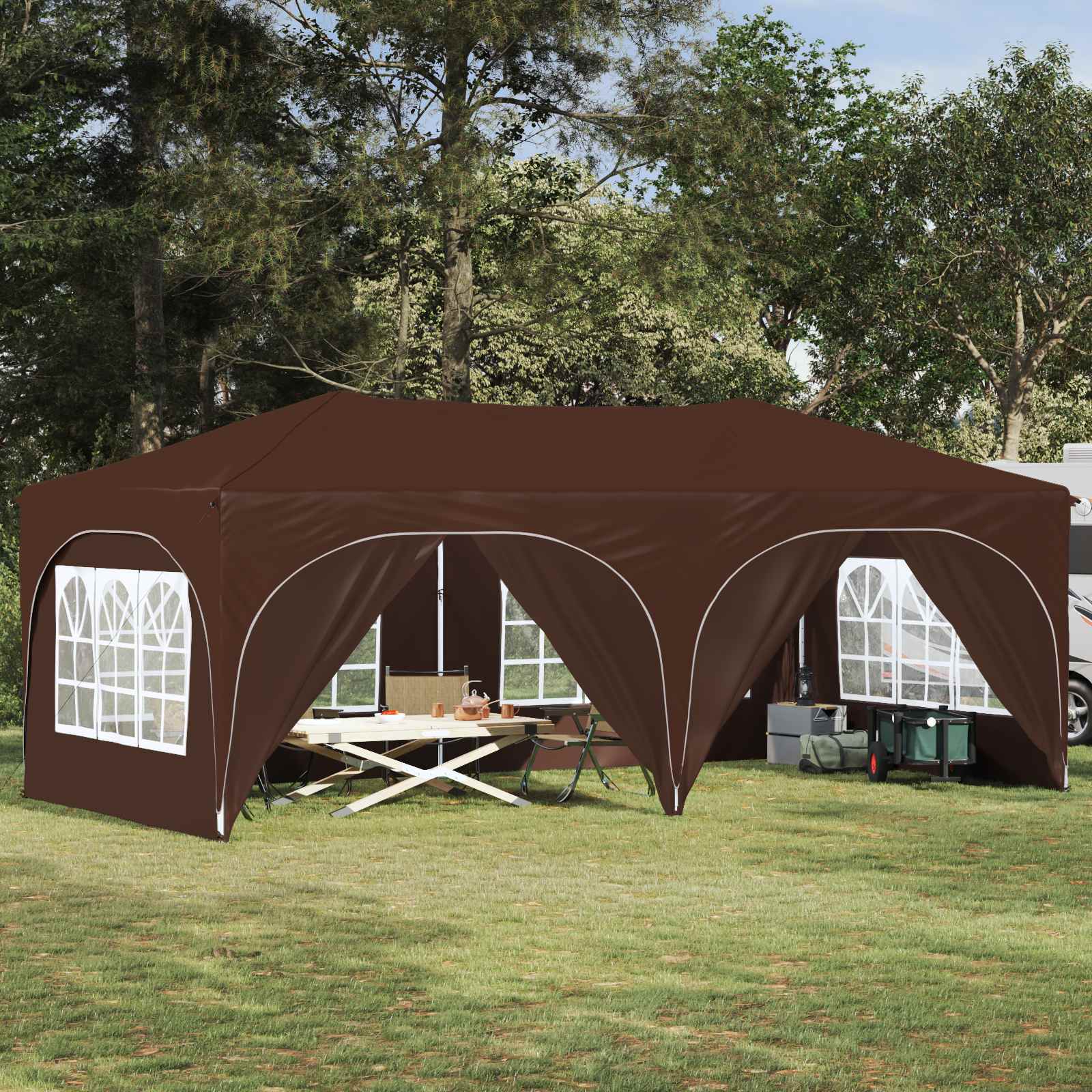 Pop-up partytent 575 x 288 x 245 cm Bruin Oxford Stof