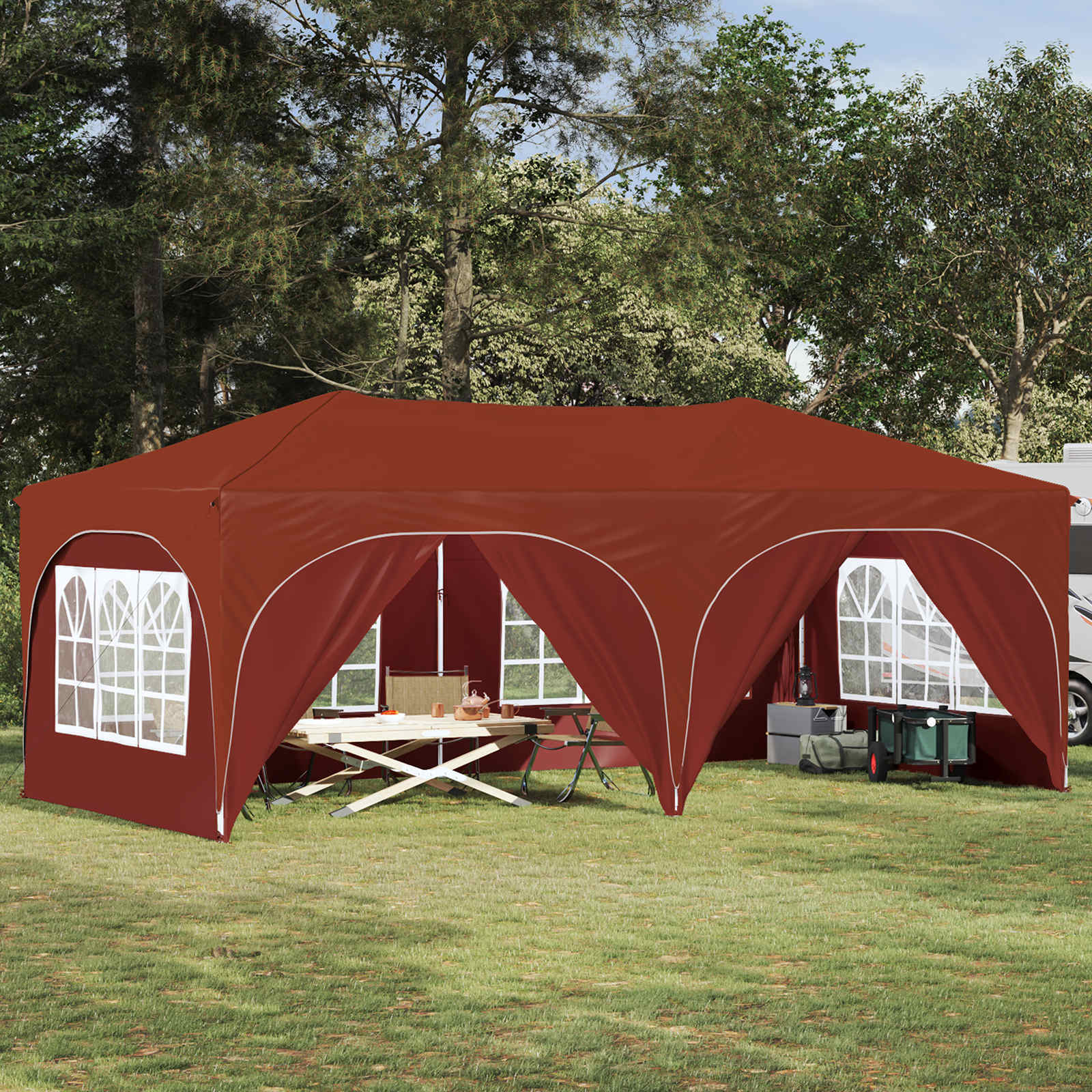 Pop-up partytent 575 x 288 x 245 cm Terracotta Oxford Stof