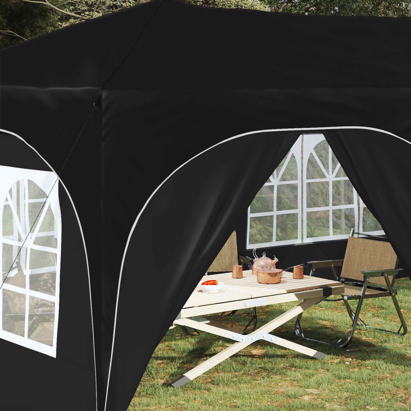 Pop-up partytent 575 x 288 x 245 cm Zwart Oxford Stof