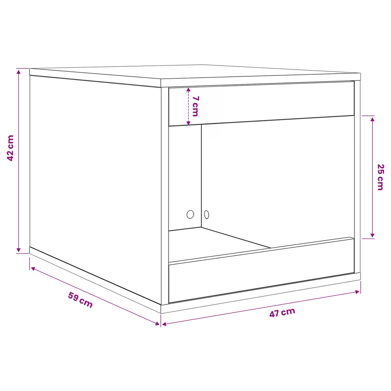 Kattenbak Omheining Zwart Eiken 47 x 59 x 42 cm Bewerkt hout
