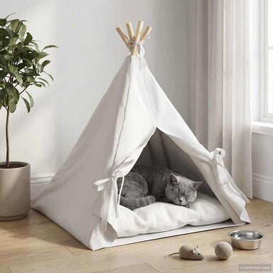 Dieren teepee met kussen Wit 60 x 60 x 70 cm Polyester