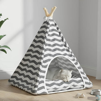 Dieren teepee met kussen Wit en Grijs 50 x 50 x 60 cm Polyester