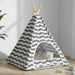 Dieren teepee met kussen Wit en Grijs 50 x 50 x 60 cm Polyester