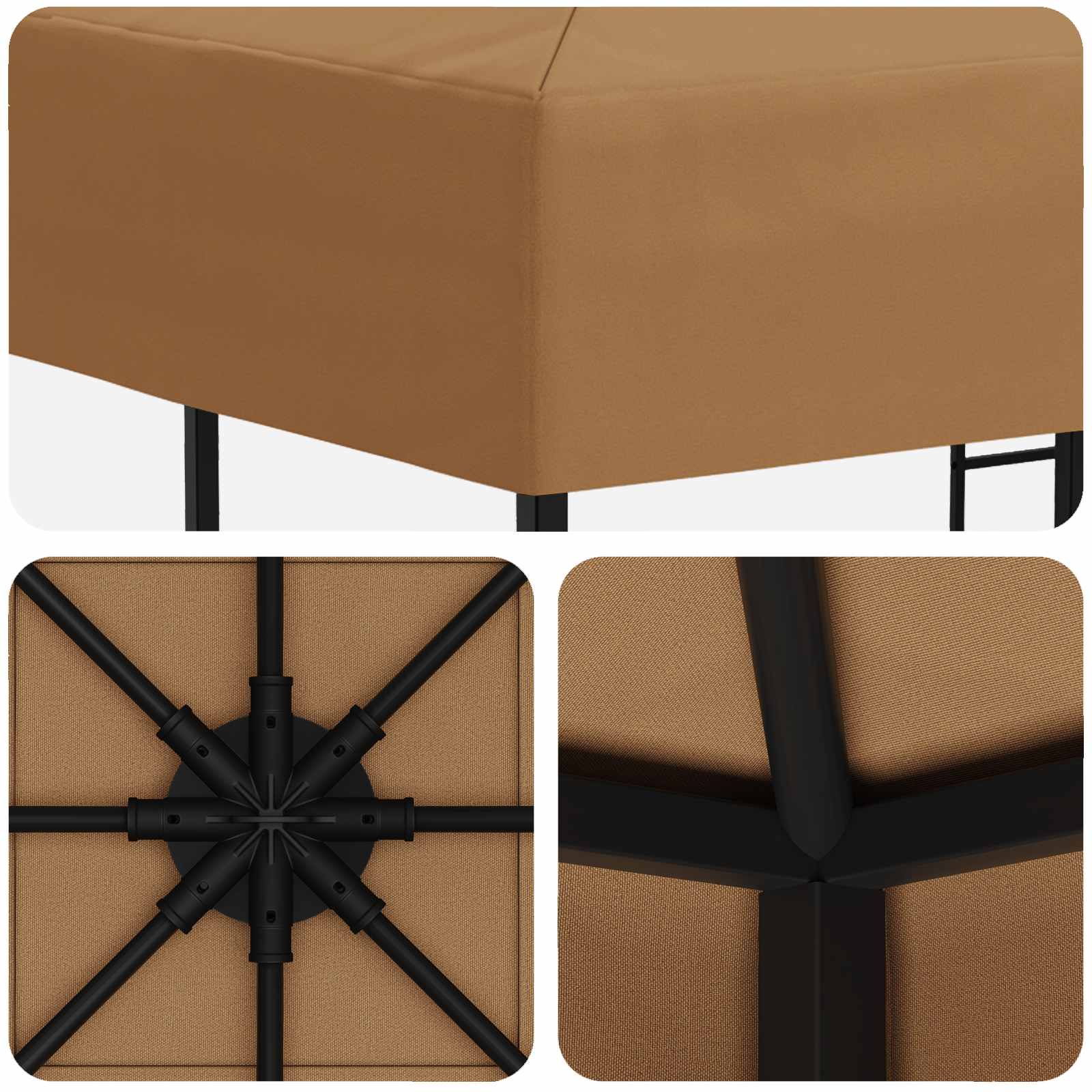 Paviljoen 3 x 3 m Beige Polyester en staal 190 gsm