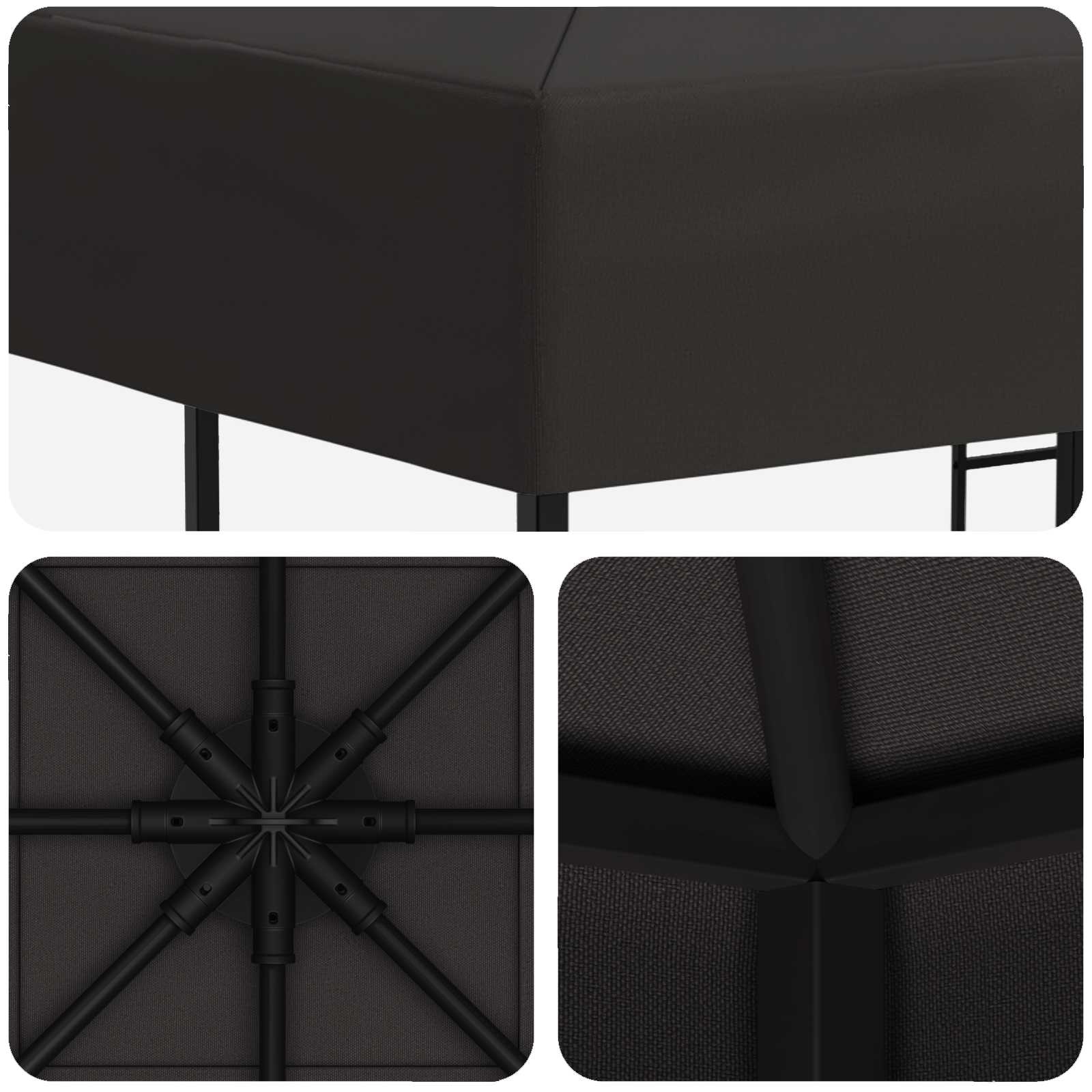 Paviljoen 3 x 3 m Antracietkleurig Polyester en staal 190 gsm