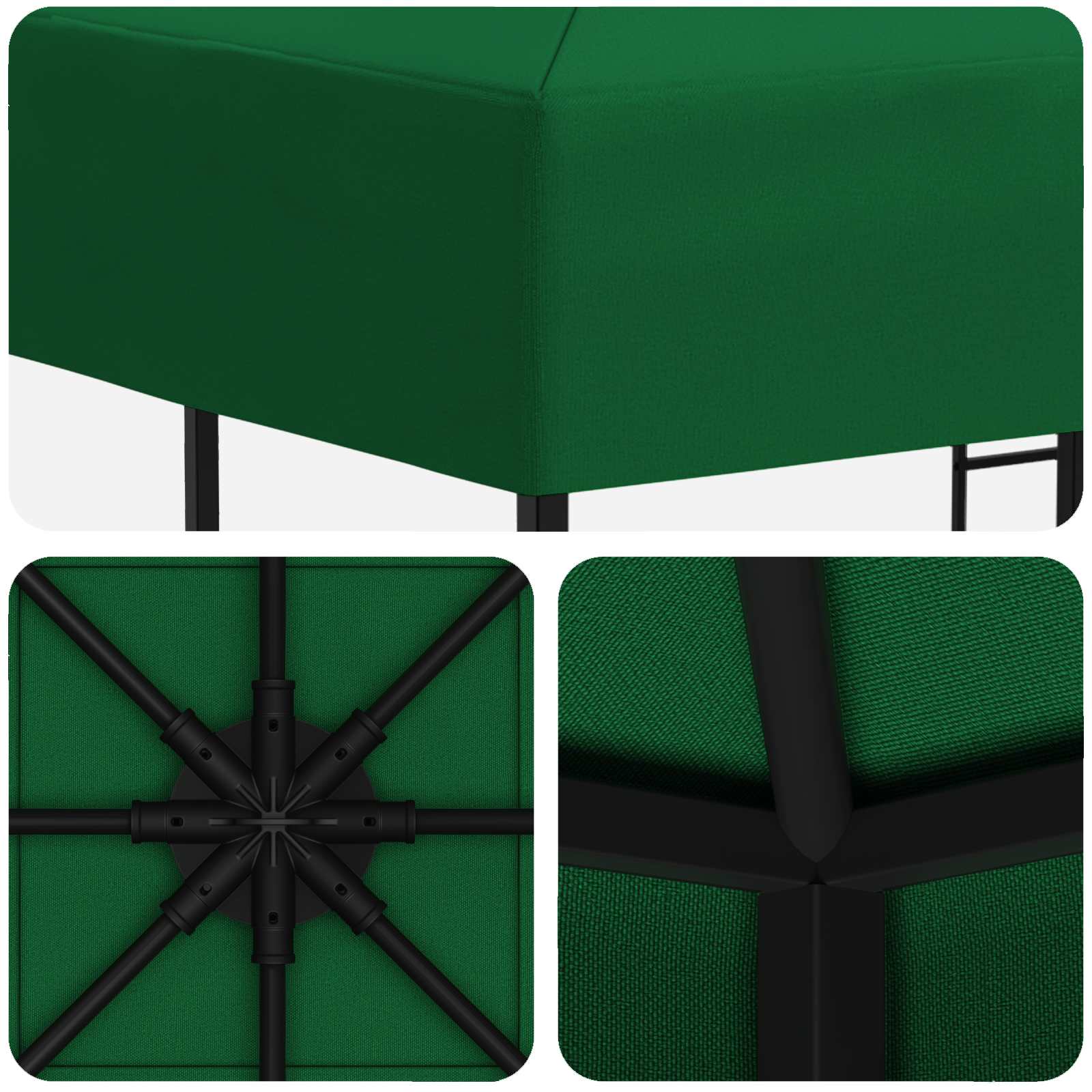 Paviljoen 3 x 3 m Groen Polyester en staal 190 gsm