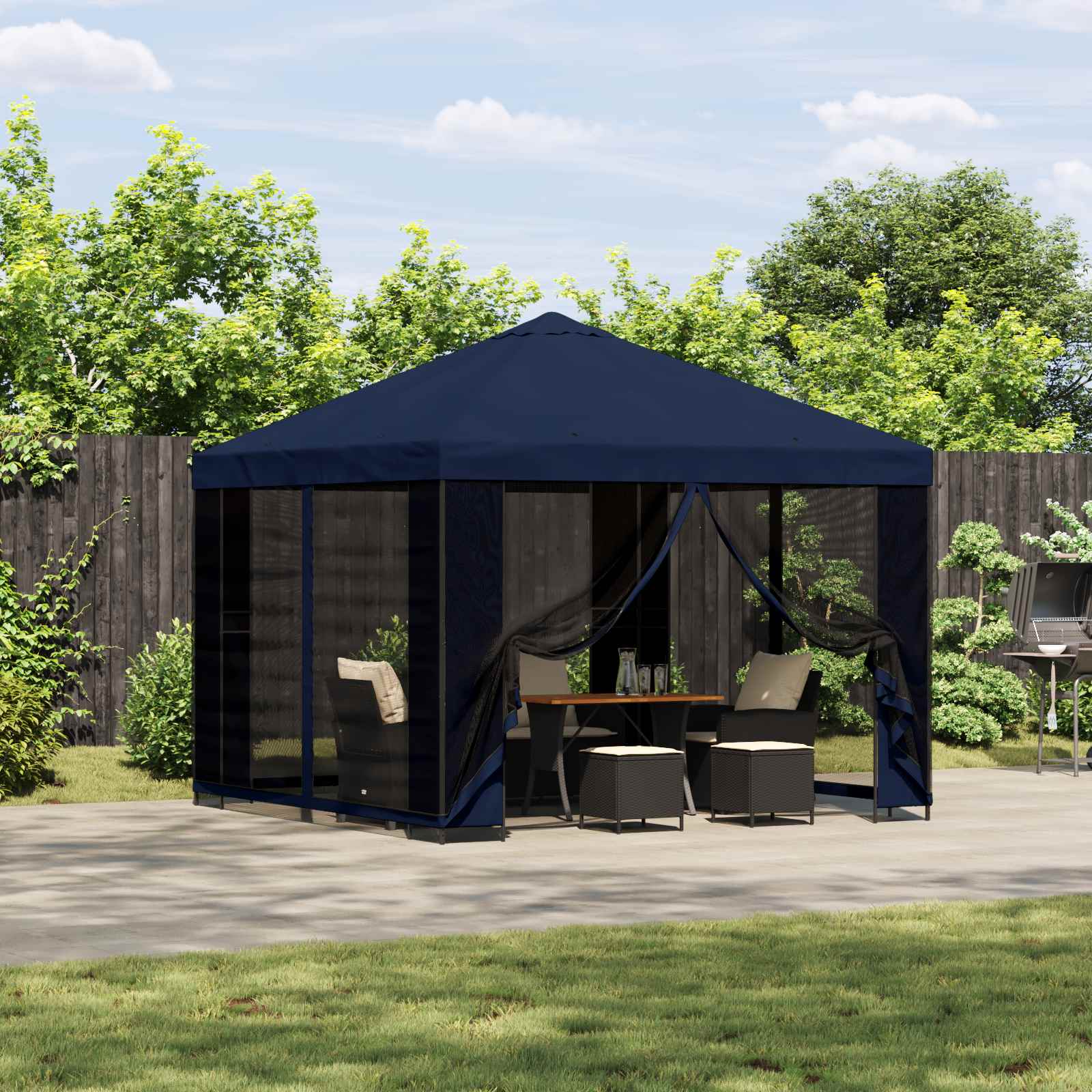 Paviljoen 3 x 3 m Blauw Polyester en staal 190 gsm