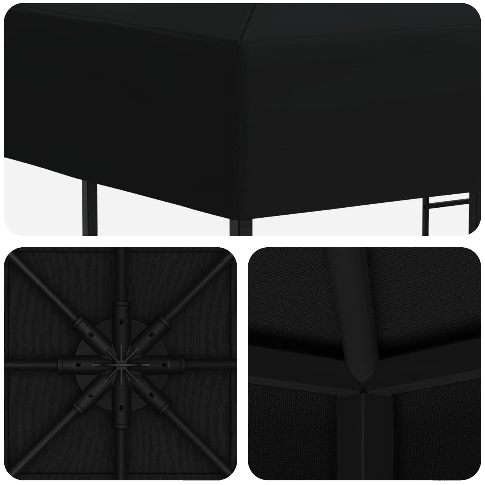 Paviljoen 3 x 3 m Zwart Polyester en staal 190 gsm