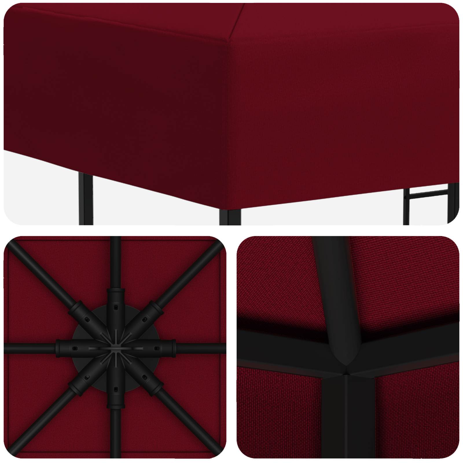 Paviljoen 3 x 3 m Bordeauxrood Polyester en staal 190 gsm