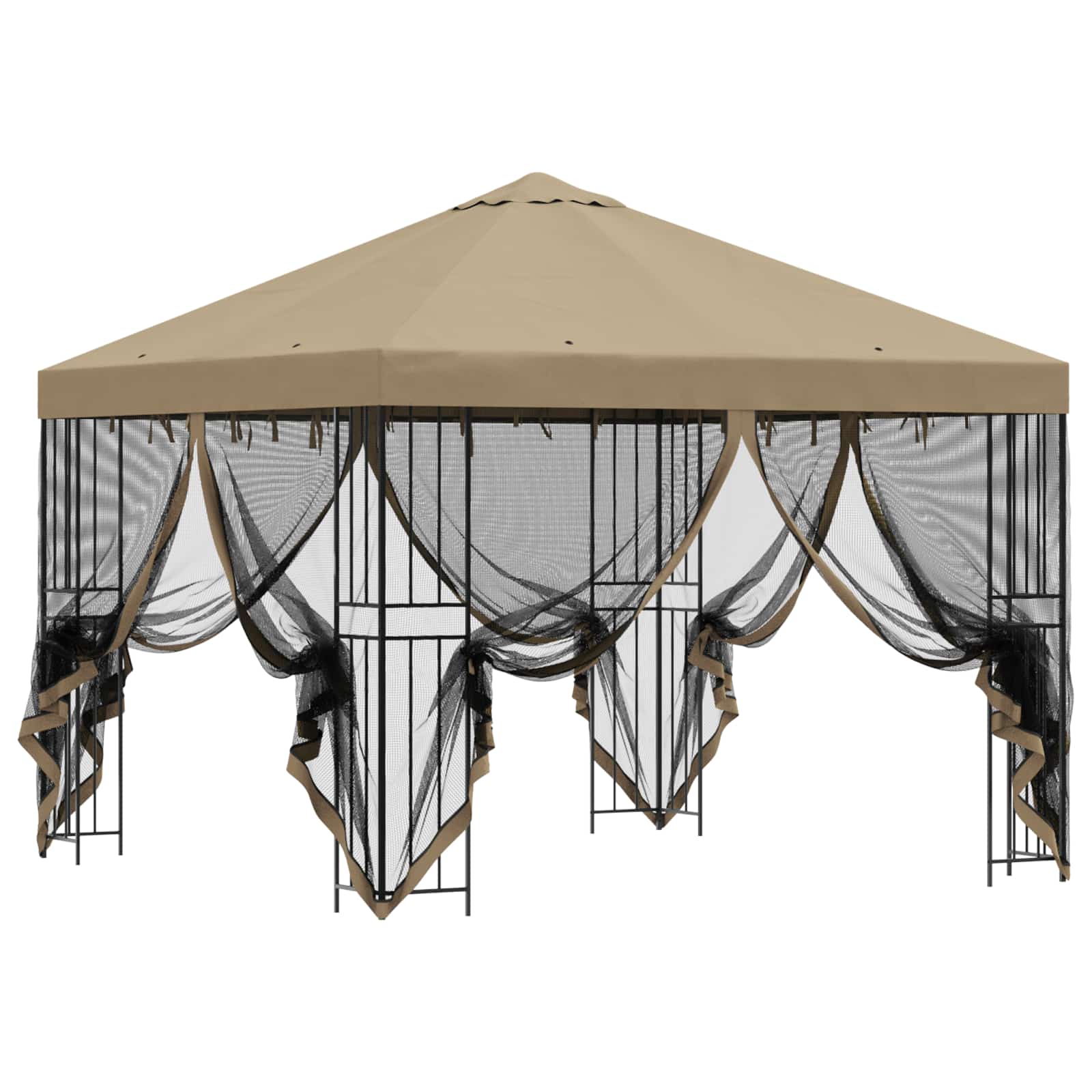 Tuin Gazebo met Zijwanden 3 x 3 m Beige Polyester en staal