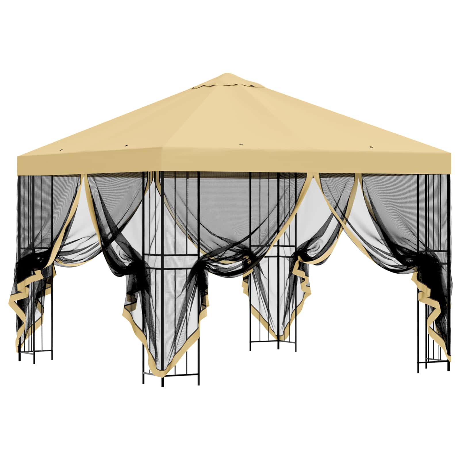 Tuin Gazebo met Zijwanden 3 x 3 m Crèmekleurig