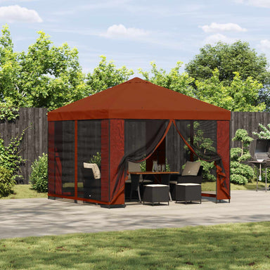 Tuin Gazebo met Zijwanden 3 x 3 m Terracotta Polyester en staal