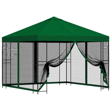 Tuin Gazebo met Zijwanden 3 x 3 m Groen Polyester en staal