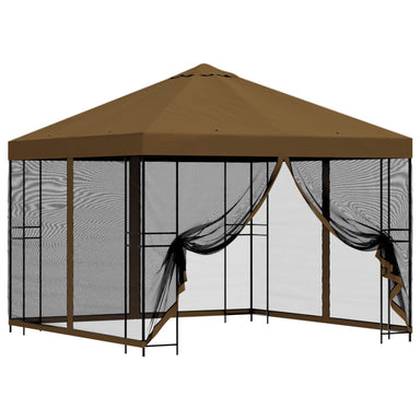 Tuin Gazebo met Zijwanden 3 x 3 m Taupe Polyester en staal