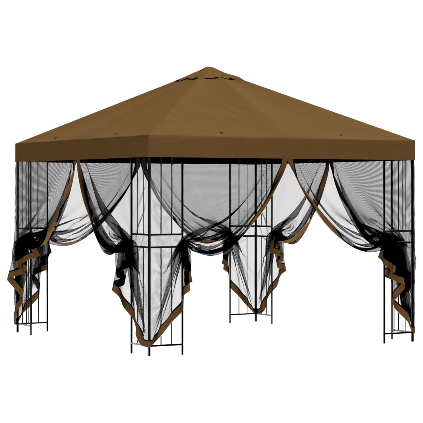 Tuin Gazebo met Zijwanden 3 x 3 m Taupe Polyester en staal
