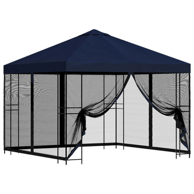 Tuin Gazebo met Zijwanden 3 x 3 m Blauw Polyester en staal