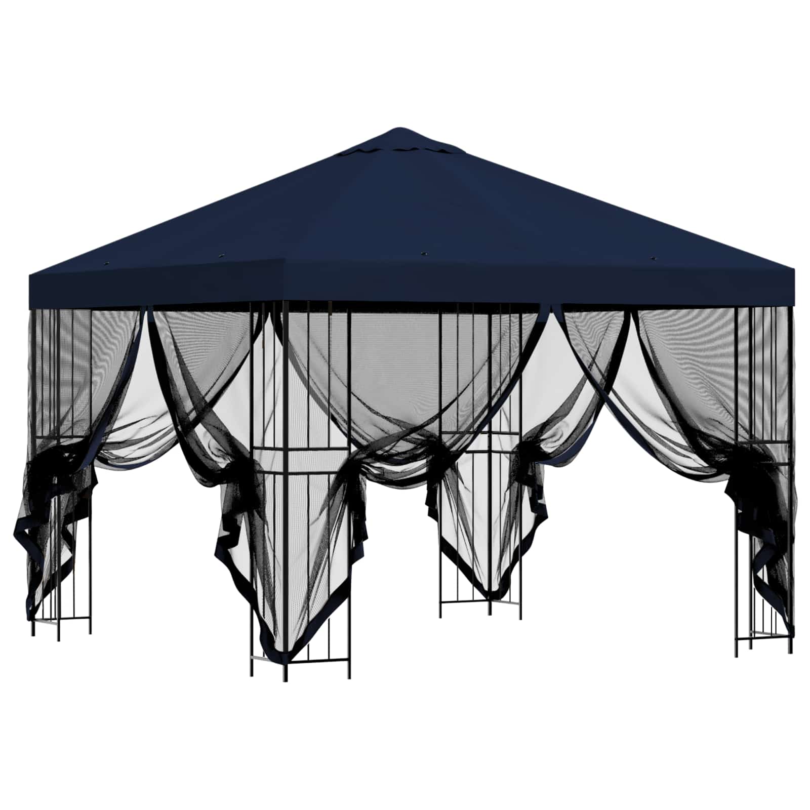 Tuin Gazebo met Zijwanden 3 x 3 m Blauw Polyester en staal