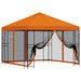 Tuin Gazebo met Zijwanden 3 x 3 m Oranje Polyester en staal