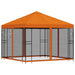 Tuin Gazebo met Zijwanden 3 x 3 m Oranje Polyester en staal