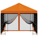 Tuin Gazebo met Zijwanden 3 x 3 m Oranje Polyester en staal