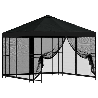 Tuin Gazebo met Zijwanden 3 x 3 m Zwart Polyester en staal