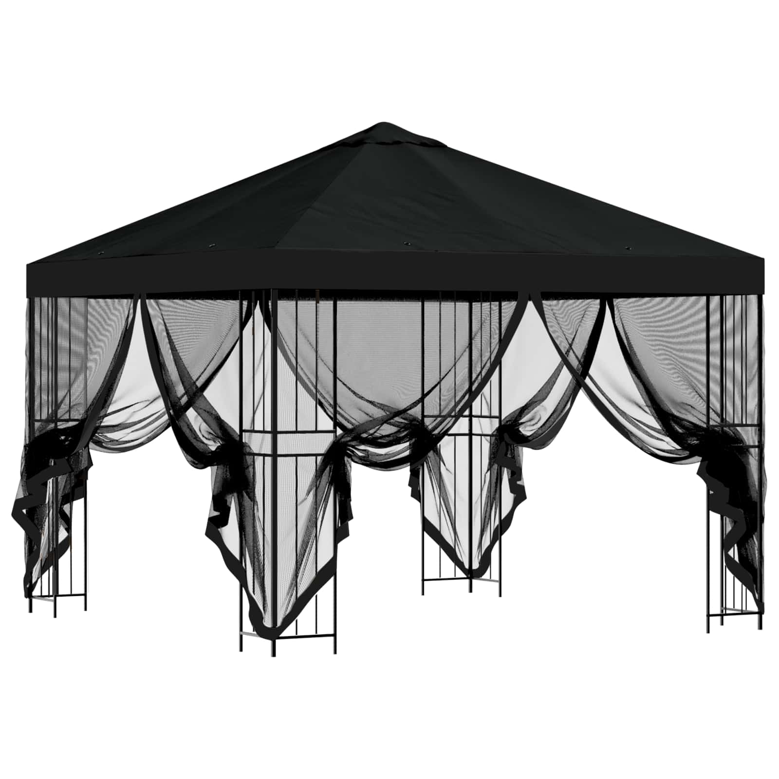 Tuin Gazebo met Zijwanden 3 x 3 m Zwart Polyester en staal