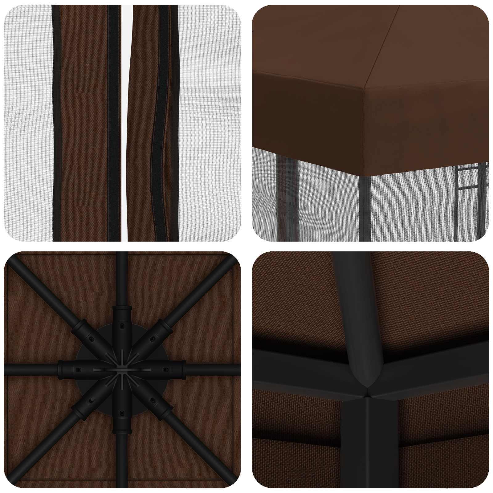 Tuin Gazebo met Zijwanden 3 x 3 m Bruin Polyester en staal