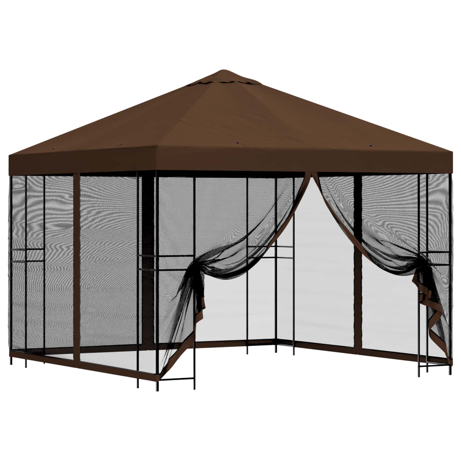 Tuin Gazebo met Zijwanden 3 x 3 m Bruin Polyester en staal