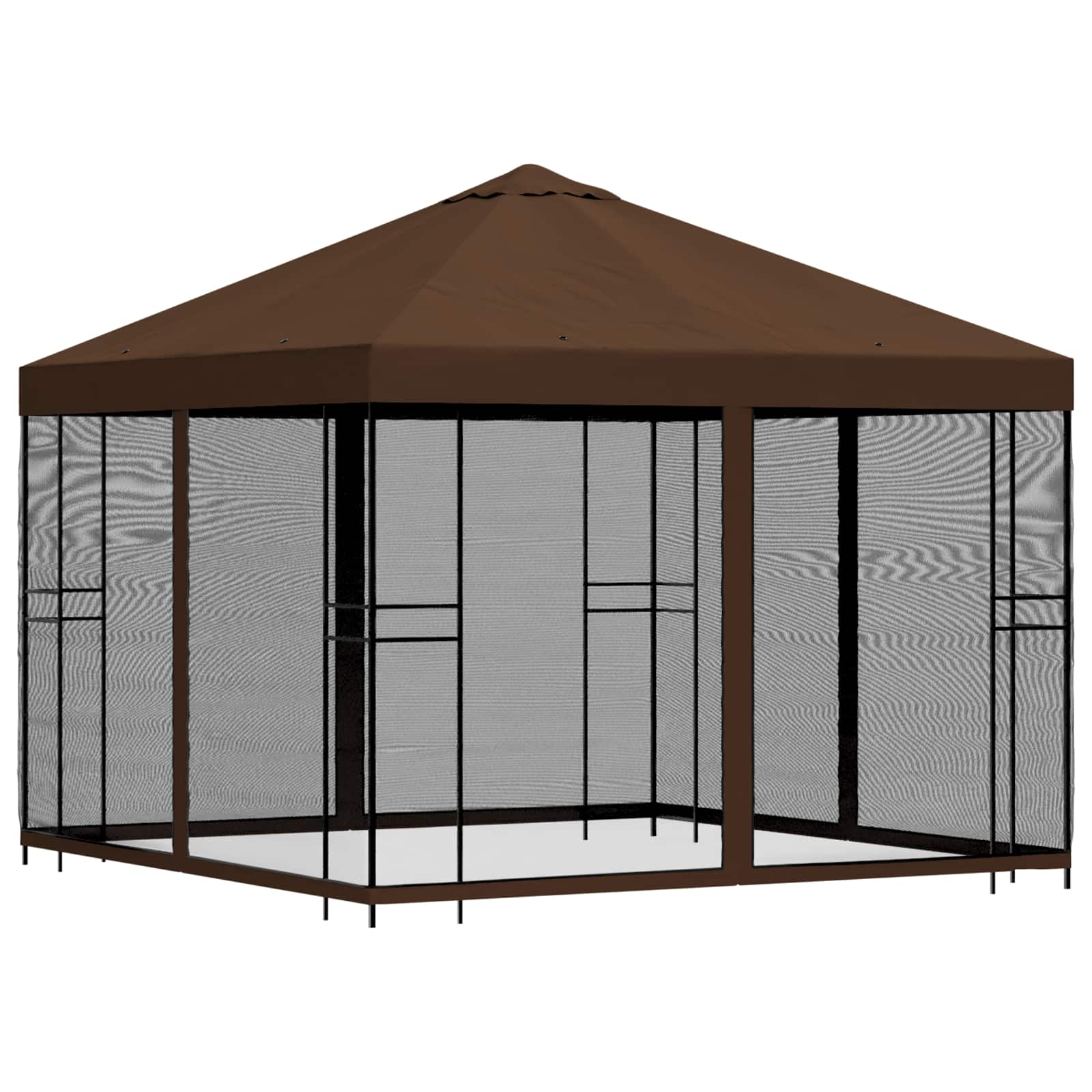 Tuin Gazebo met Zijwanden 3 x 3 m Bruin Polyester en staal