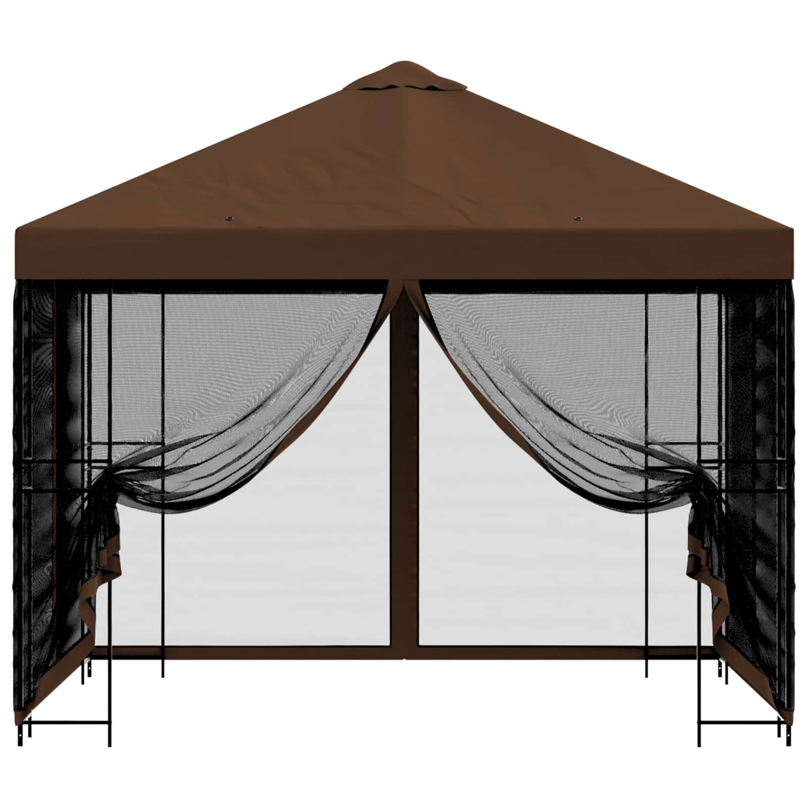 Tuin Gazebo met Zijwanden 3 x 3 m Bruin Polyester en staal