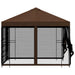 Tuin Gazebo met Zijwanden 3 x 3 m Bruin Polyester en staal