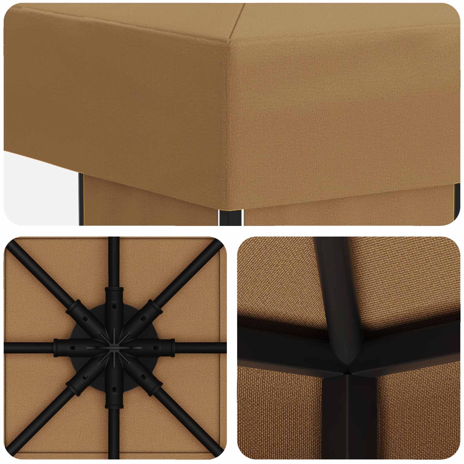 Paviljoen 3 x 3 m Beige Polyester en staal 190 gsm