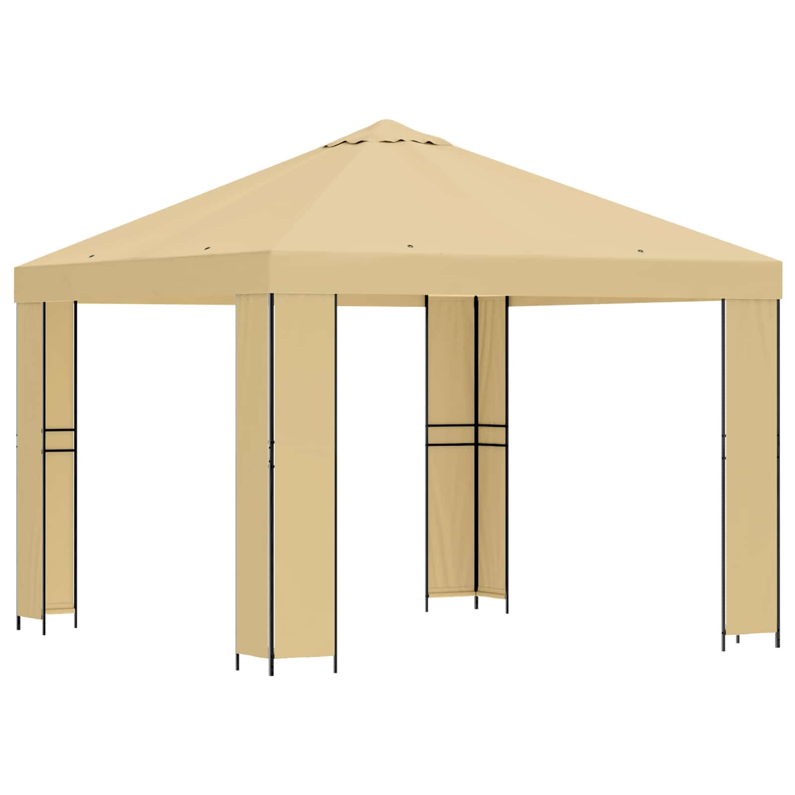 Paviljoen 3 x 3 m Crèmekleurig Polyester en staal 190 gsm