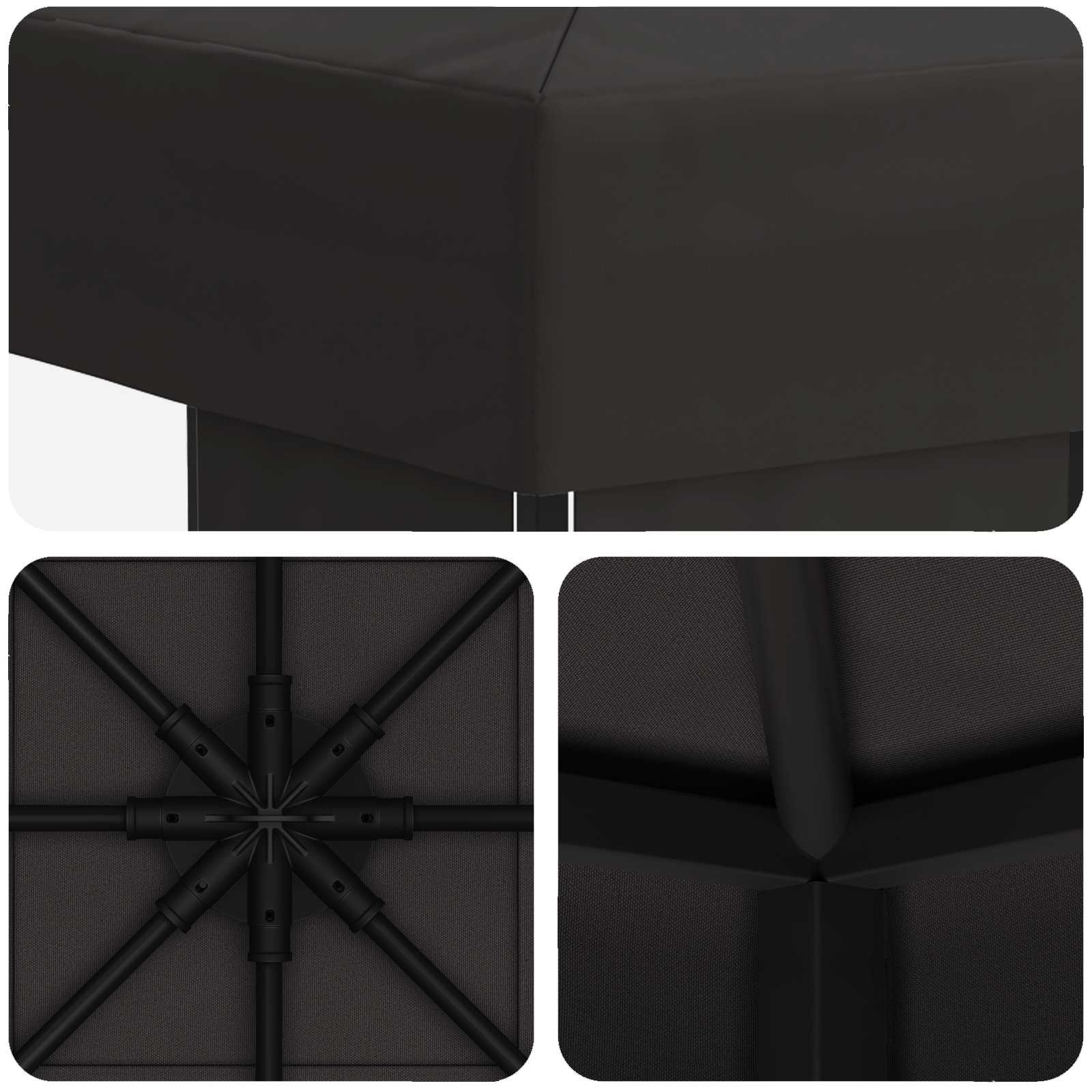 Paviljoen 3 x 3 m Antracietkleurig Polyester en staal 190 gsm