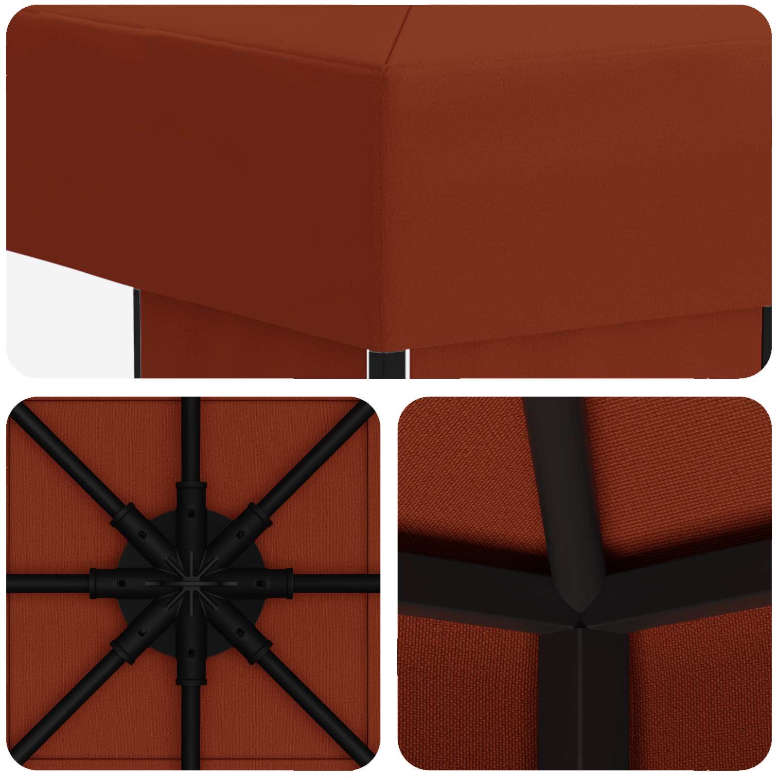 Paviljoen 3 x 3 m Terracotta Polyester en staal 190 gsm