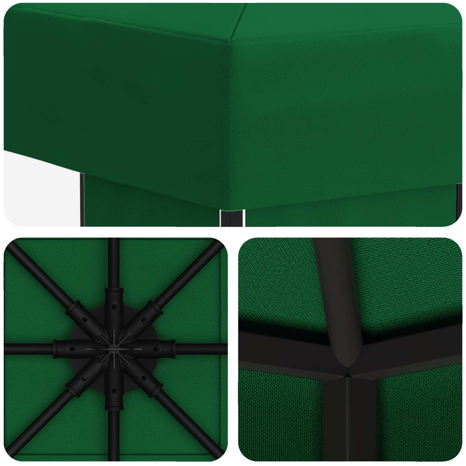 Paviljoen 3 x 3 m Groen Polyester en staal 190 gsm