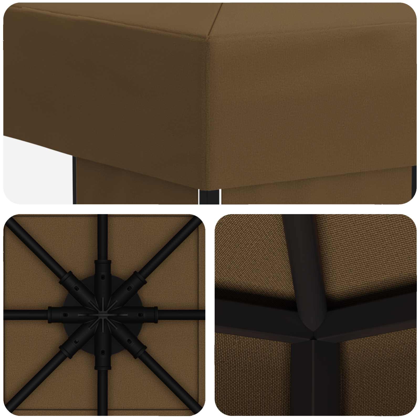 Paviljoen 3 x 3 m Taupe Polyester en staal 190 gsm