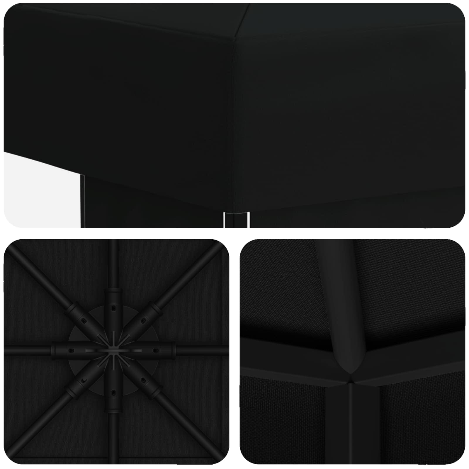 Paviljoen 3 x 3 m Zwart Polyester en staal 190 gsm