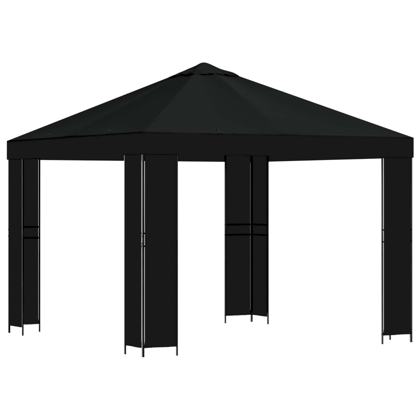 Paviljoen 3 x 3 m Zwart Polyester en staal 190 gsm