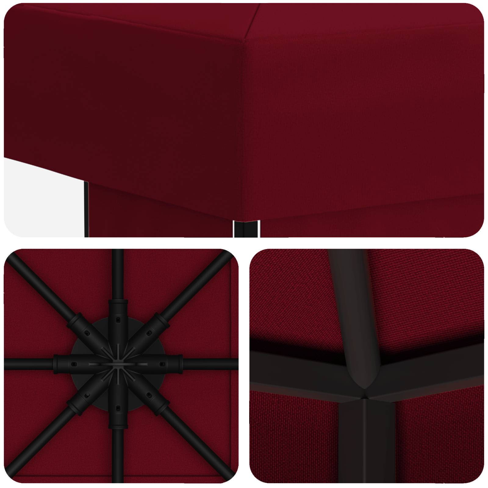 Paviljoen 3 x 3 m Bordeauxrood Polyester en staal 190 gsm