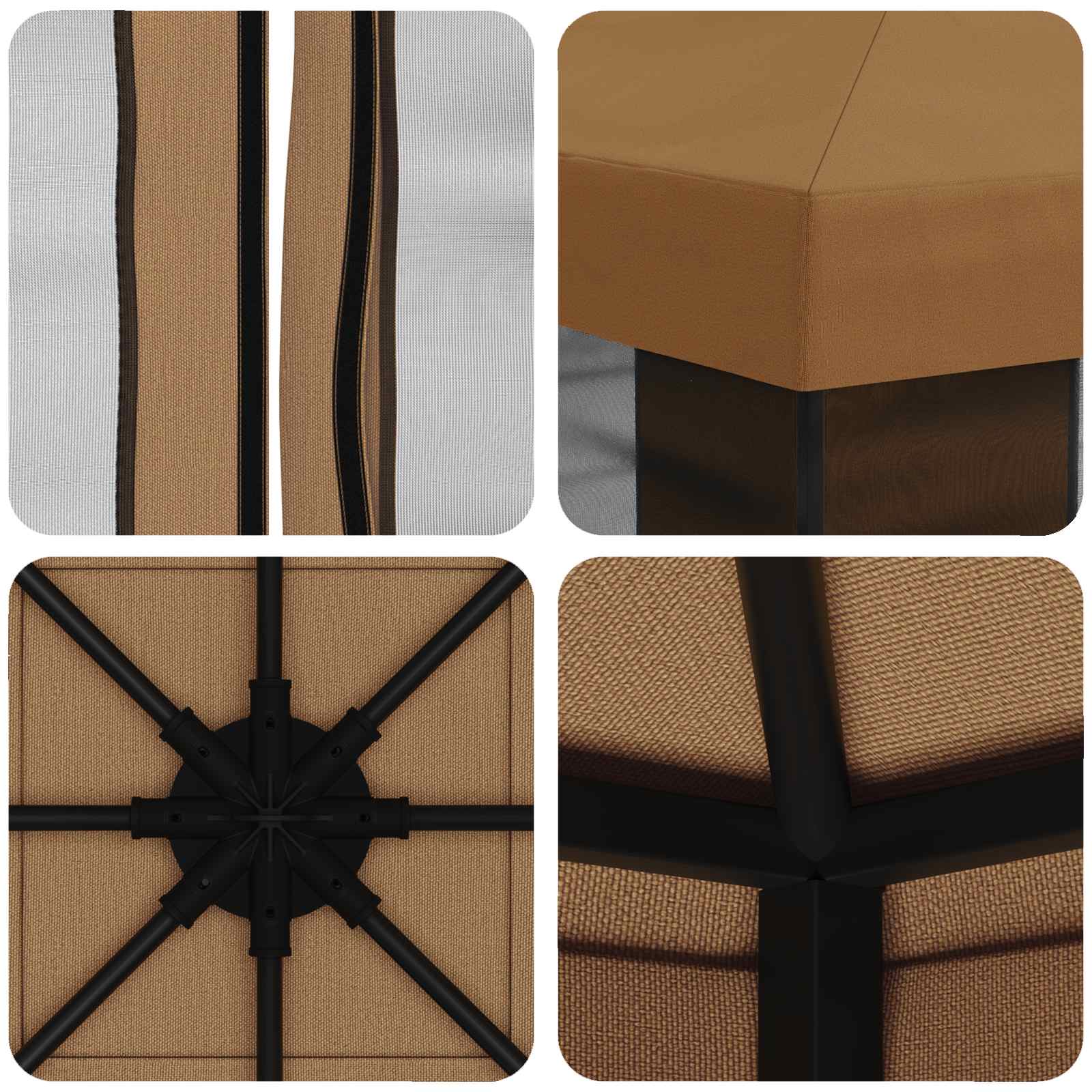 Tuin Gazebo met Zijwanden 3 x 3 m Beige Polyester en staal