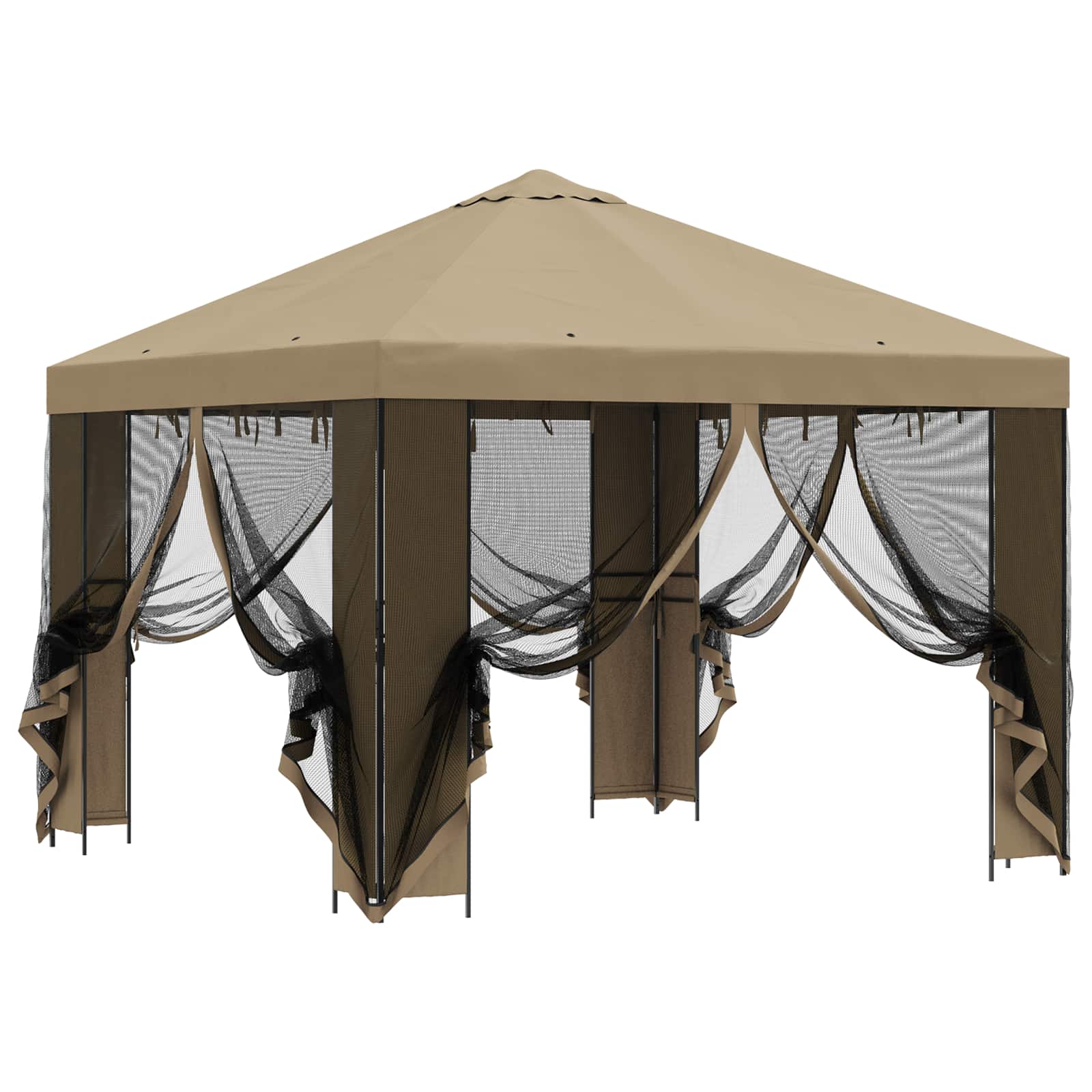 Tuin Gazebo met Zijwanden 3 x 3 m Beige Polyester en staal