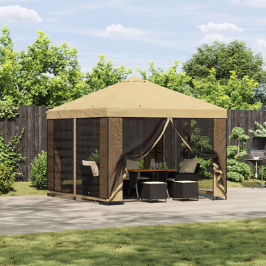 Tuin Gazebo met Zijwanden 3 x 3 m Crèmekleurig
