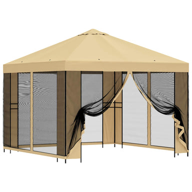 Tuin Gazebo met Zijwanden 3 x 3 m Crèmekleurig