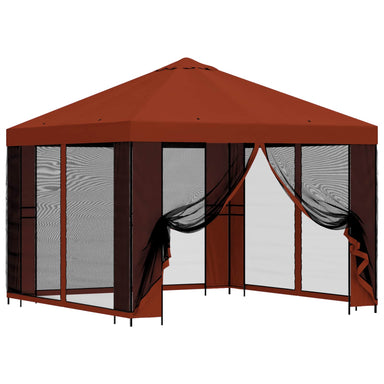 Tuin Gazebo met Zijwanden 3 x 3 m Terracotta Polyester en staal