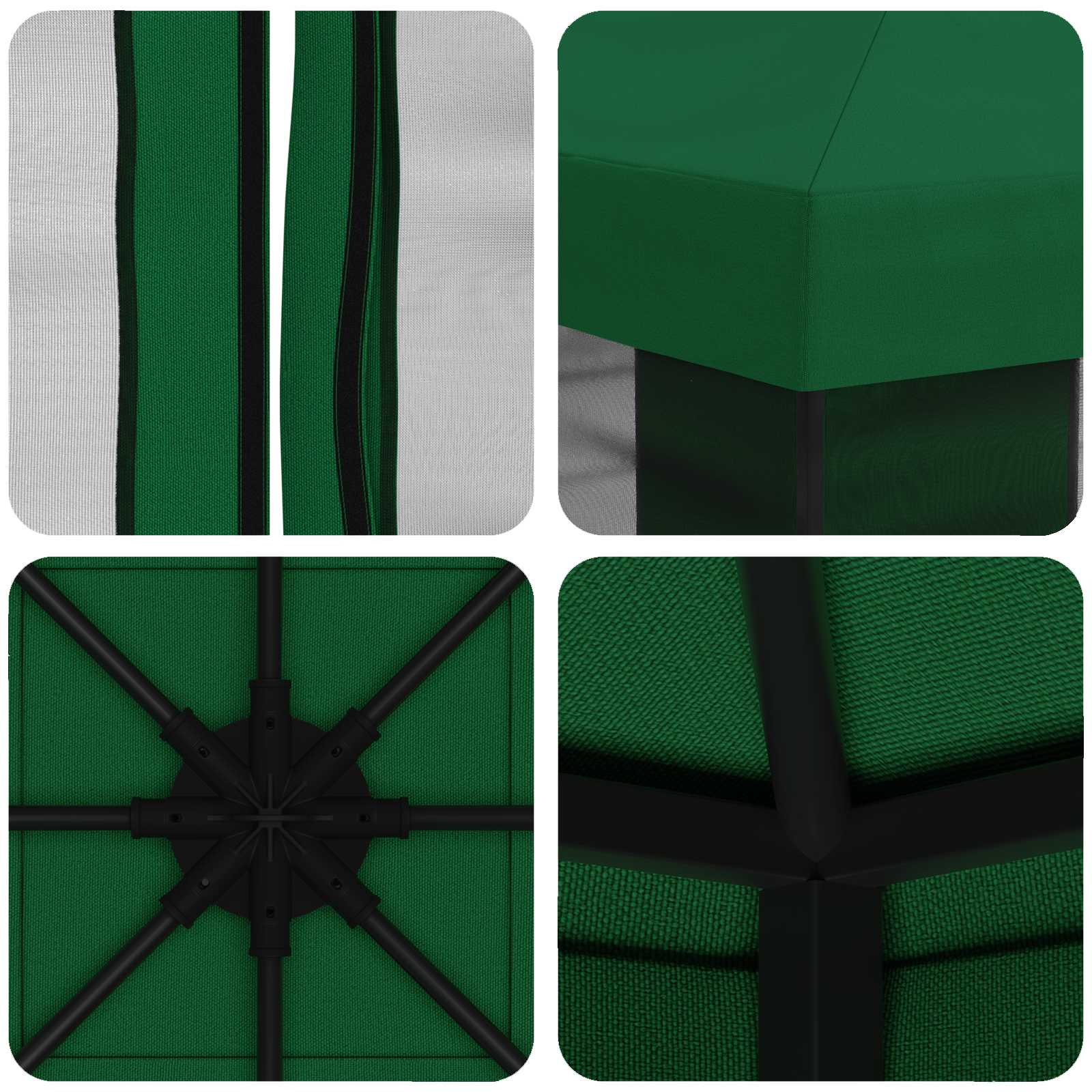 Tuin Gazebo met Zijwanden 3 x 3 m Groen Polyester en staal