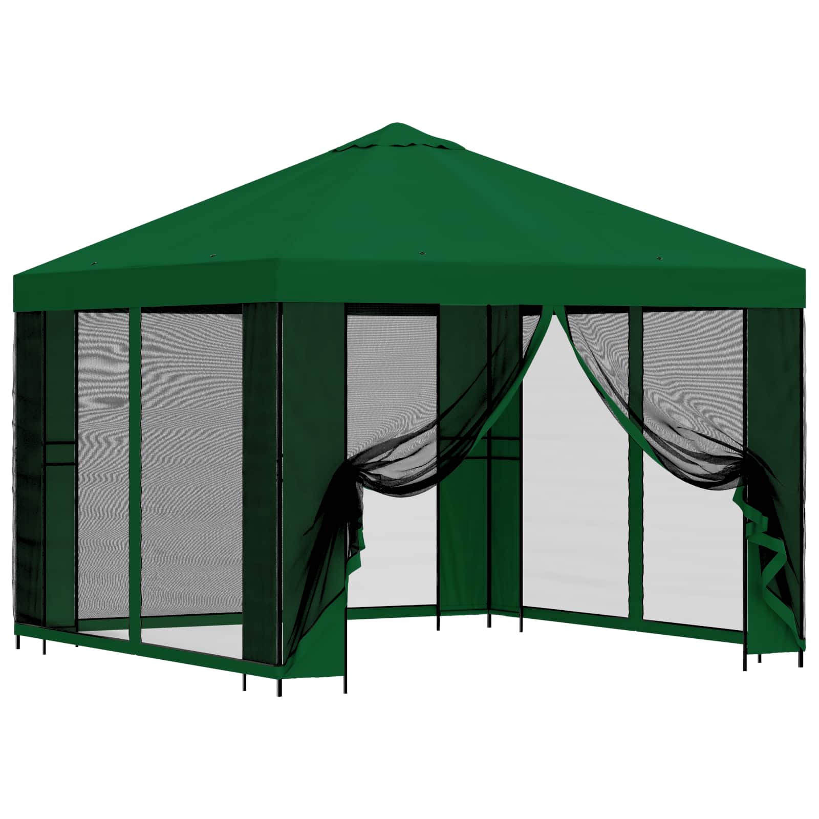 Tuin Gazebo met Zijwanden 3 x 3 m Groen Polyester en staal