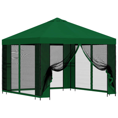 Tuin Gazebo met Zijwanden 3 x 3 m Groen Polyester en staal
