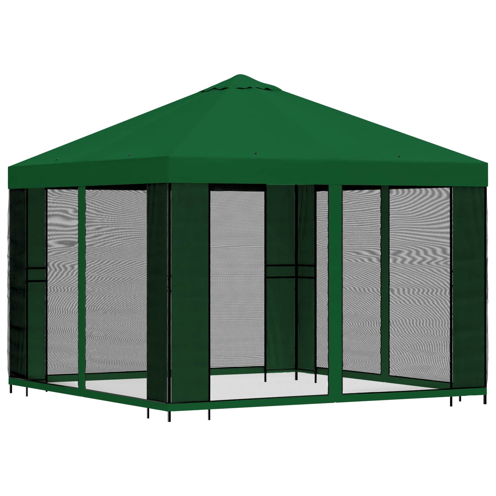 Tuin Gazebo met Zijwanden 3 x 3 m Groen Polyester en staal