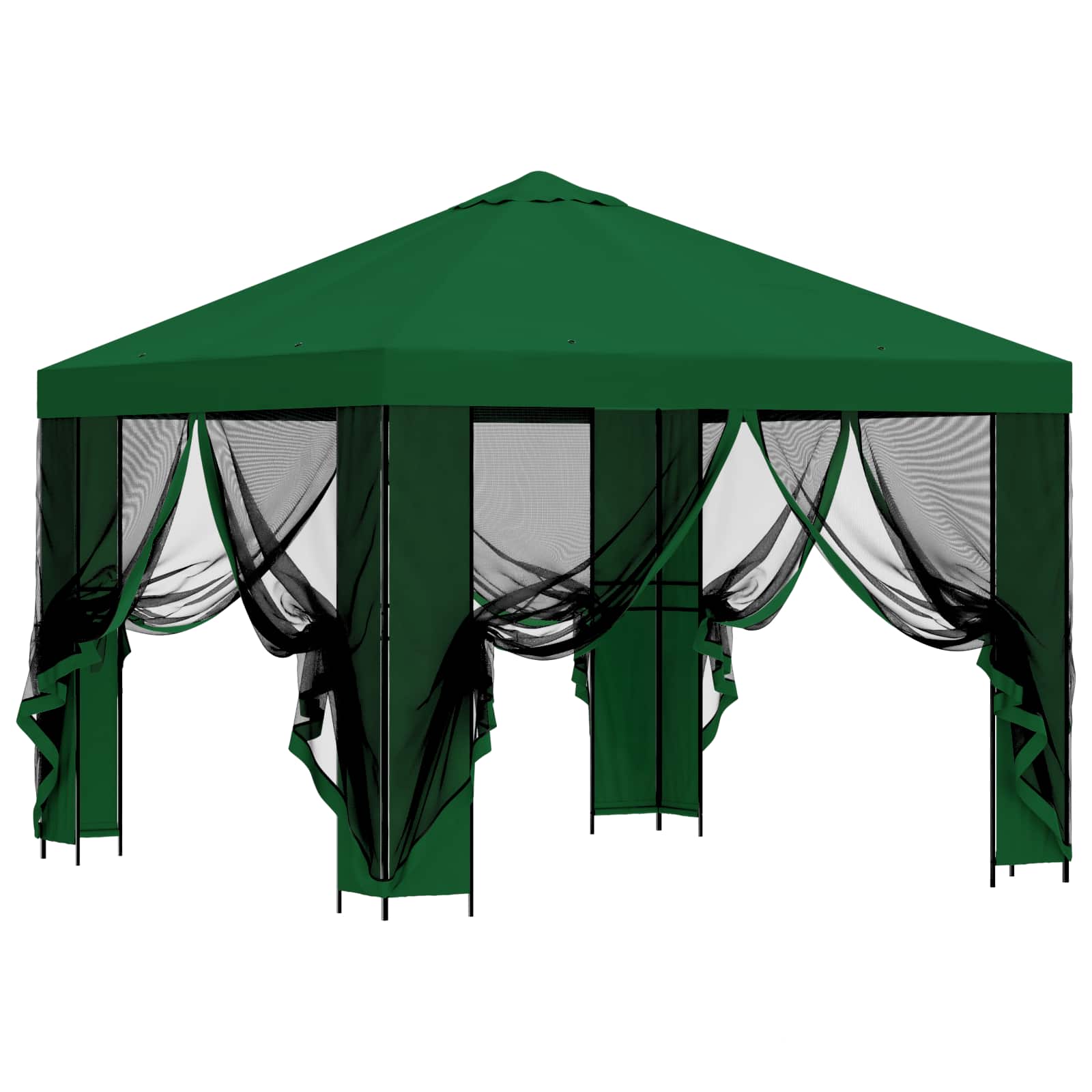 Tuin Gazebo met Zijwanden 3 x 3 m Groen Polyester en staal
